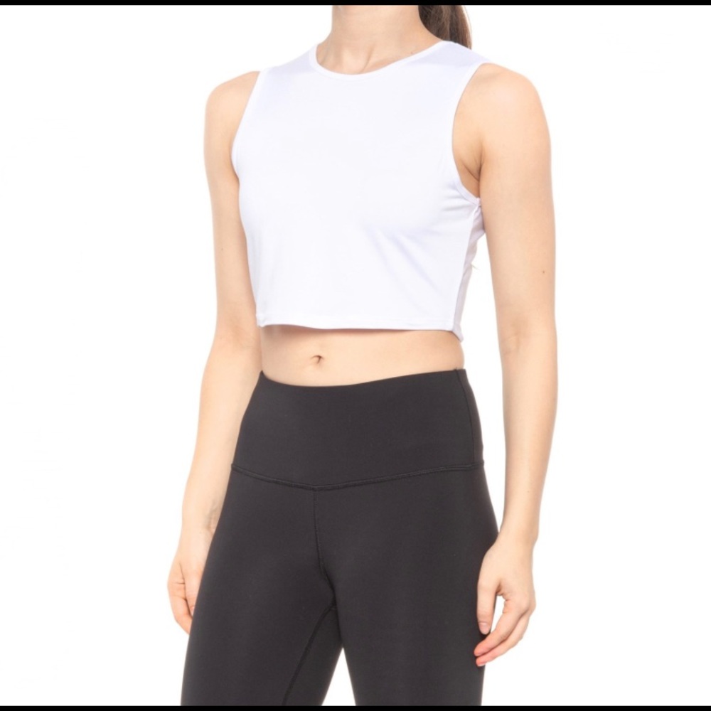 Kyodan White Fitted Sleeveless Crop Tank Top, Size Large, NWT